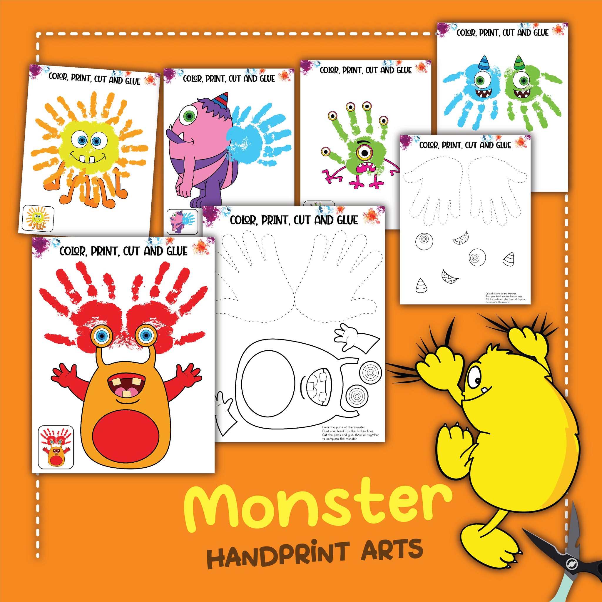 Monster Handprint Crafts – Messy Little Monster Shop