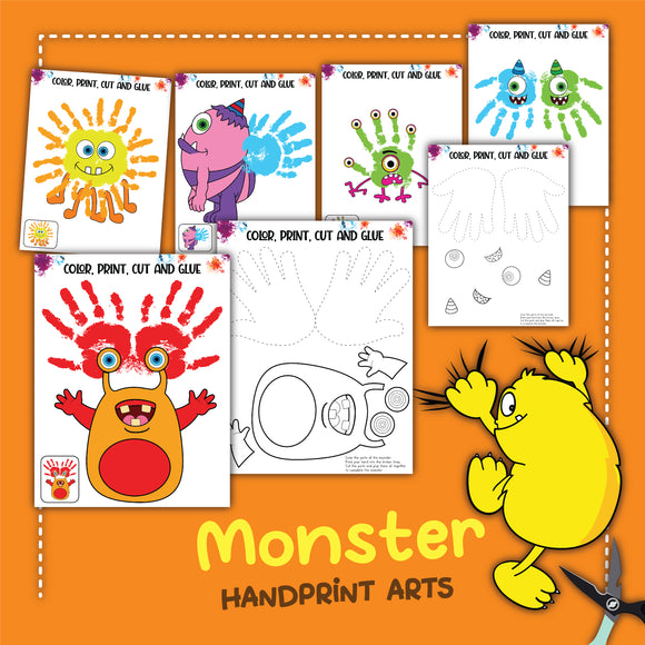 handprint monsters Monster Handprint Crafts
