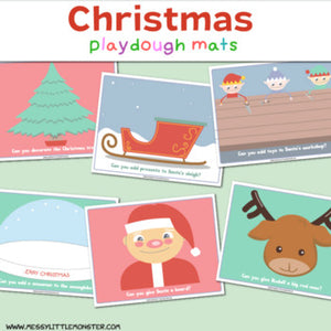 Printable Christmas playdough mats 