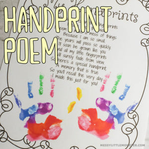 Handprint Poem Printable – Messy Little Monster Shop