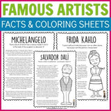 artist study for kids - famous artist facts and coloring sheets