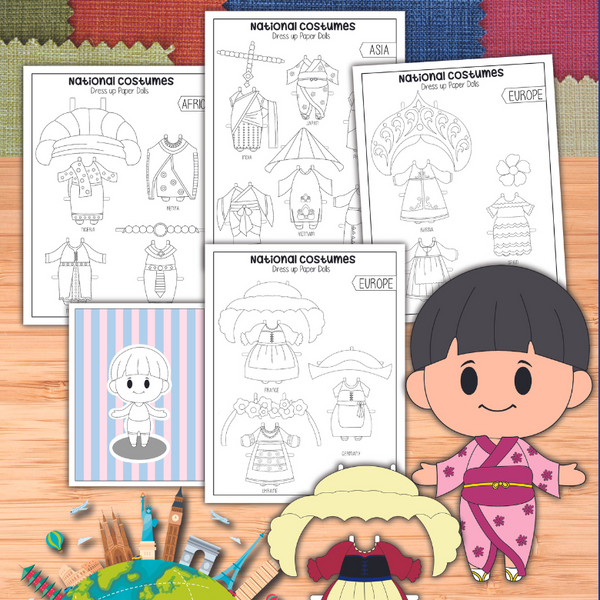 Printable Paper Dolls National Costumes – Messy Little Monster Shop for Dress Up Paper Dolls Free Printable