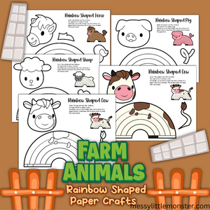 rainbow shaped farm animal craft printable
