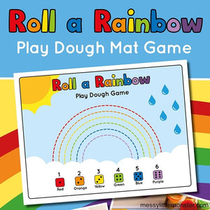 roll a rainbow playdough mat game