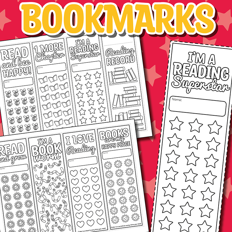 Reading Tracker Printable Bookmarks – Messy Little Monster Shop for Free Printable Reading Log Bookmark Printable