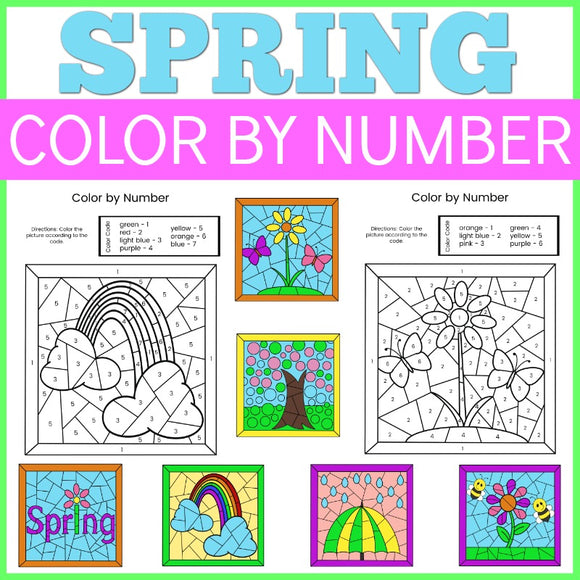 Spring Color by Number Sheets