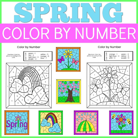 Spring Color by Number Sheets – Messy Little Monster Shop