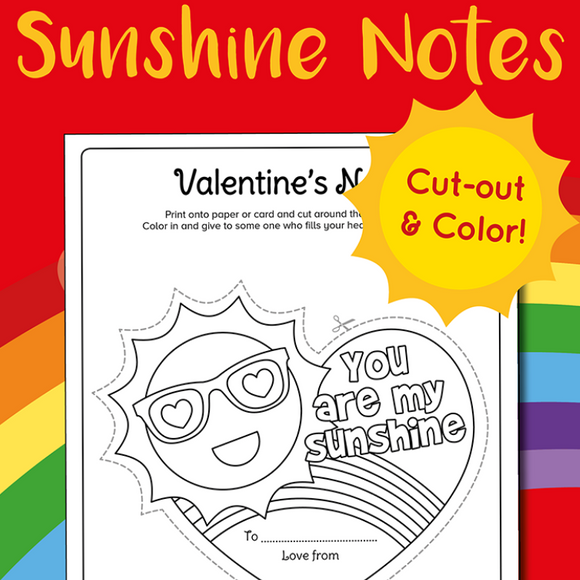 you are my sunshine printable valentines note