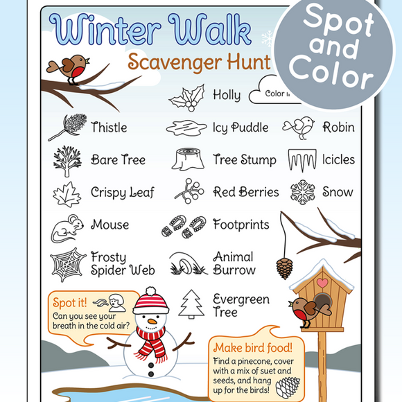 winter scavenger hunt for  kids